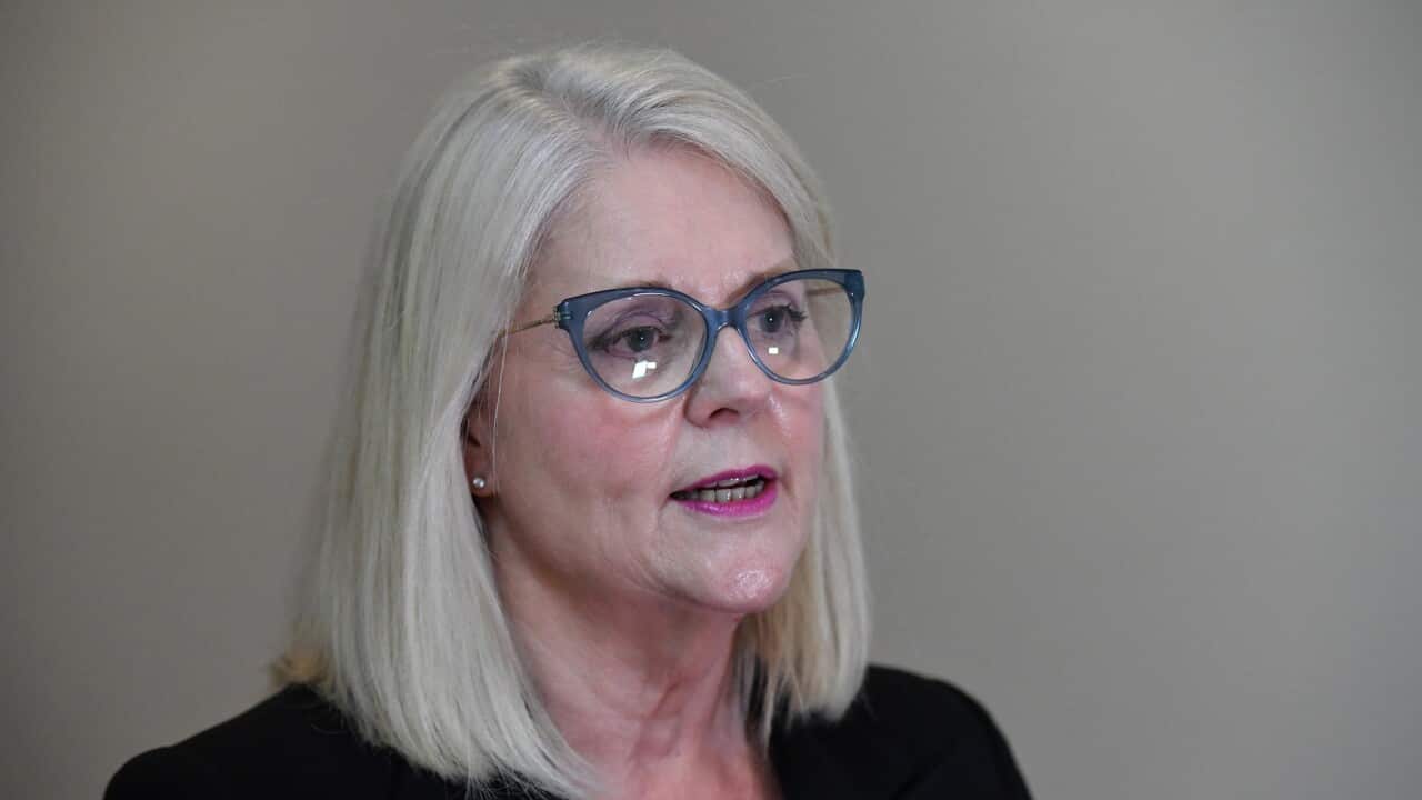 Minister for Home Affairs Karen Andrews at a press conference at Parliament House in Canberra, Wednesday, August 25, 2021. (AAP Image/Mick Tsikas) NO ARCHIVING