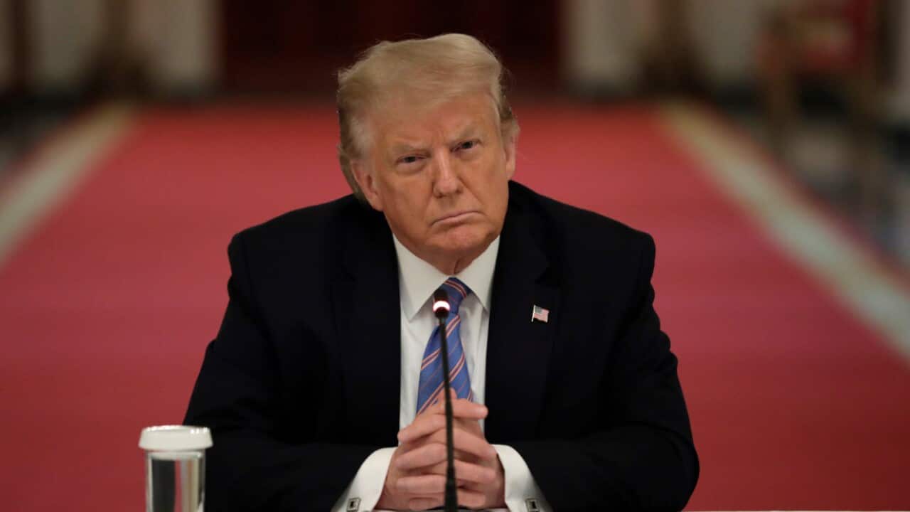 US President Donald Trump during a National Dialogue on Safely Reopening Schools at the White House in Washington DC, 7 July 2020.