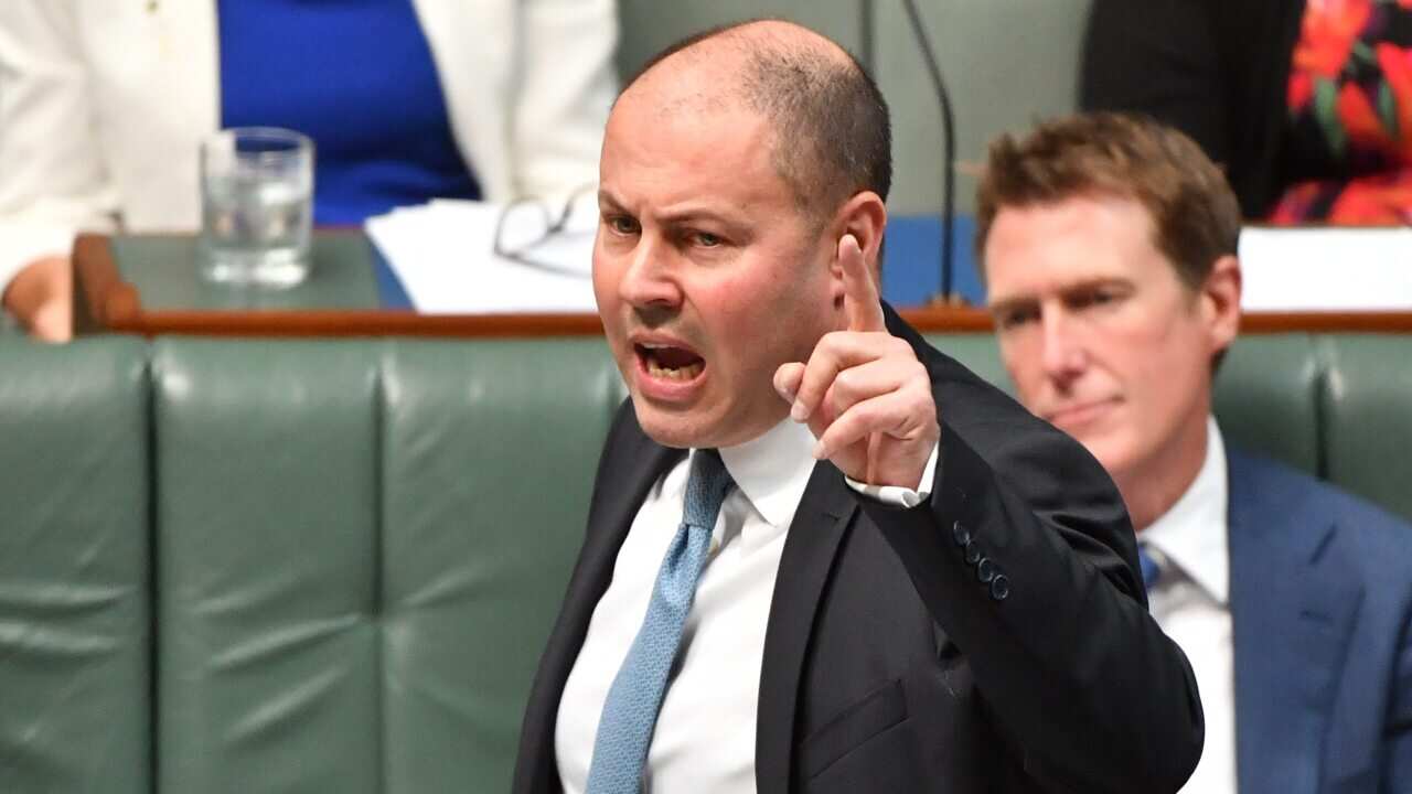 Treasurer Josh Frydenberg during Question Time at Parliament House in Canberra.