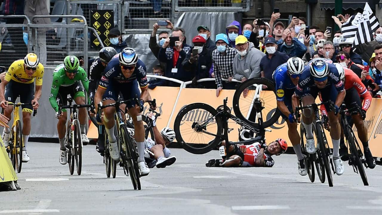 Peter Sagan and Caleb Ewan both crashed out of Stage 3 in the Tour de France