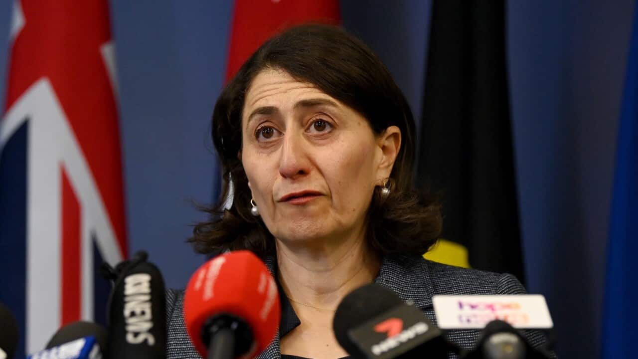NSW Premier Gladys Berejiklian speaks to the media during a press conference to announce her resignation, in Sydney, Friday, October 1, 2021. (AAP Image/Bianca De Marchi) NO ARCHIVING