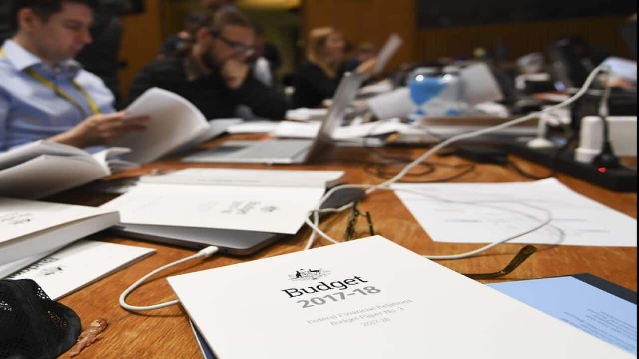 Journalists working in the 2017 budget lockup at Parliament House.