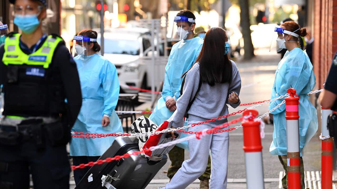 More than 100 returned travellers are set to arrive in Melbourne on Thursday in an early test of Victoria's third iteration of the hotel quarantine program. (AAP Image/James Ross) NO ARCHIVING