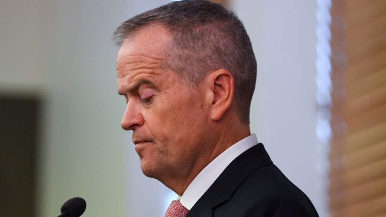 Former Australian Opposition Leader Bill Shorten addresses a Labor party Caucus meeting at Parliament House in Canberra, Thursday, 30 May 2019. The 46th parliament is expected to open in the first week of July, 2019. (AAP Image/Lukas Coch) NO ARCHIVING