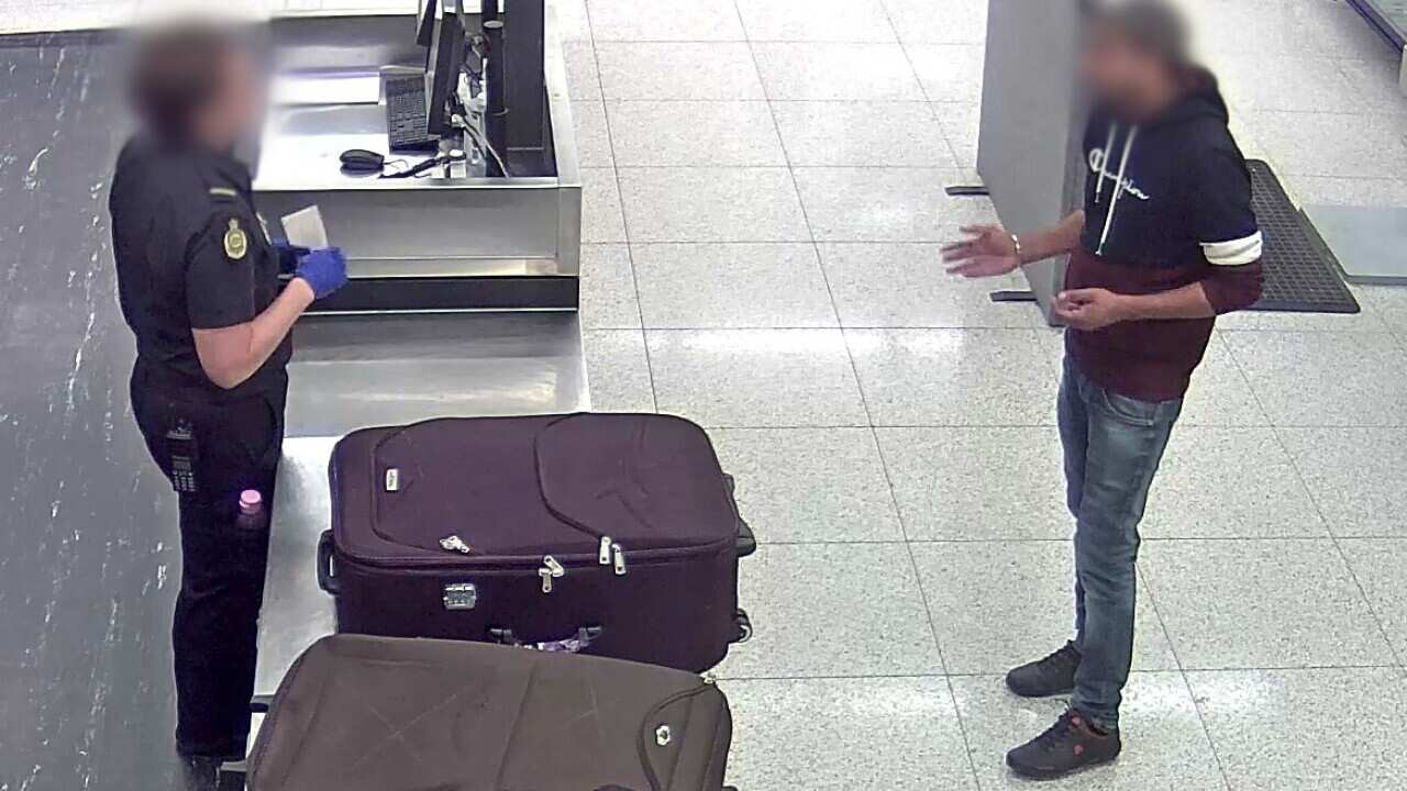The Indian man at the ABF baggage search area at Perth Airport