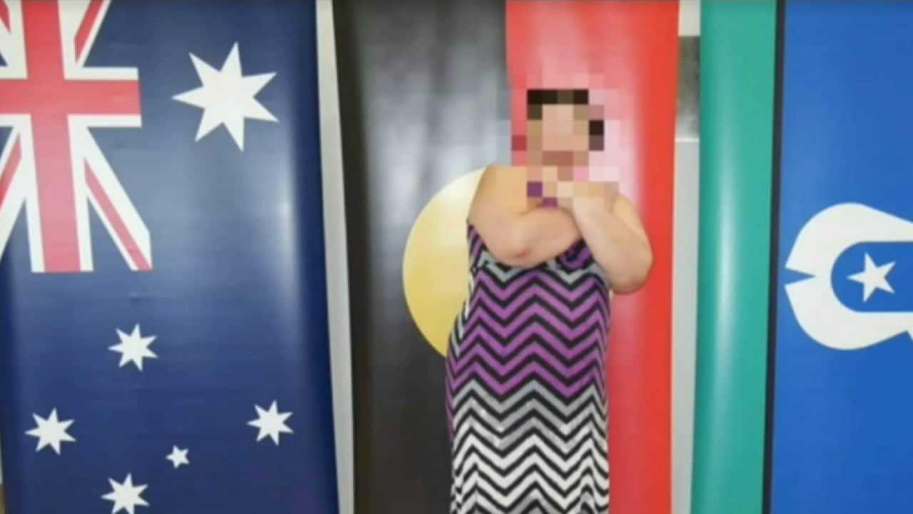 A screenshot from Melanie's* testimony from the disability royal commission's livestream of Tuesday's hearing.