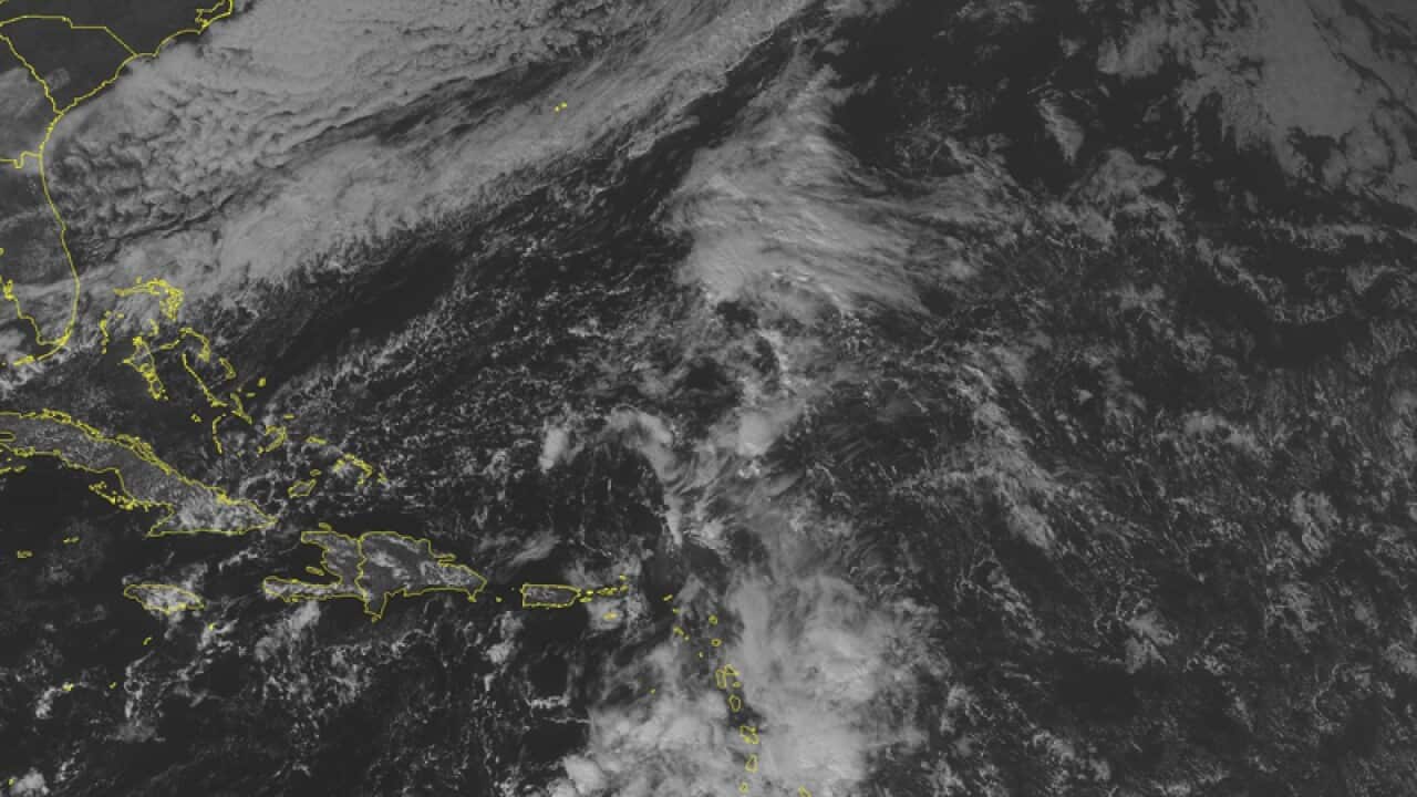 A satellite image of a trough over the Caribbean