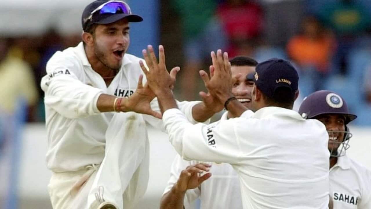 Sourav Ganguly during the second day of the second test match at Queen's Park Oval in Port-of-Spain, Trinidad