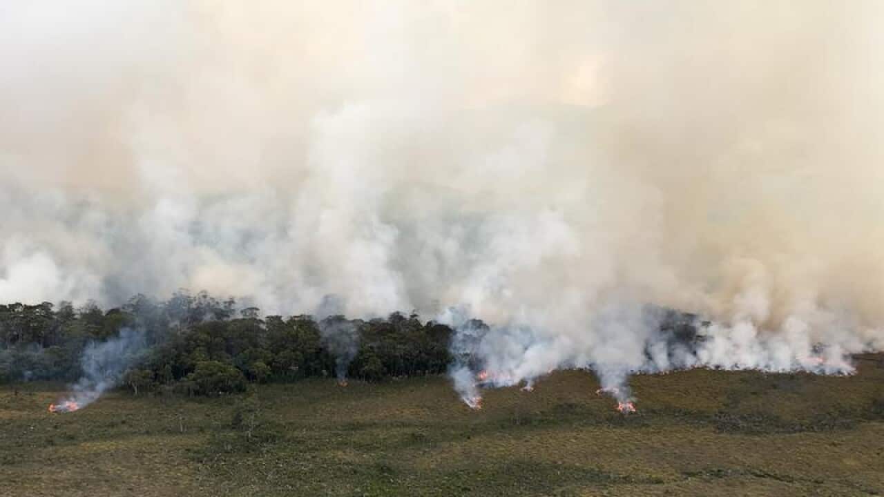 A file image of the Gell River bushfire in Tasmania's southwest