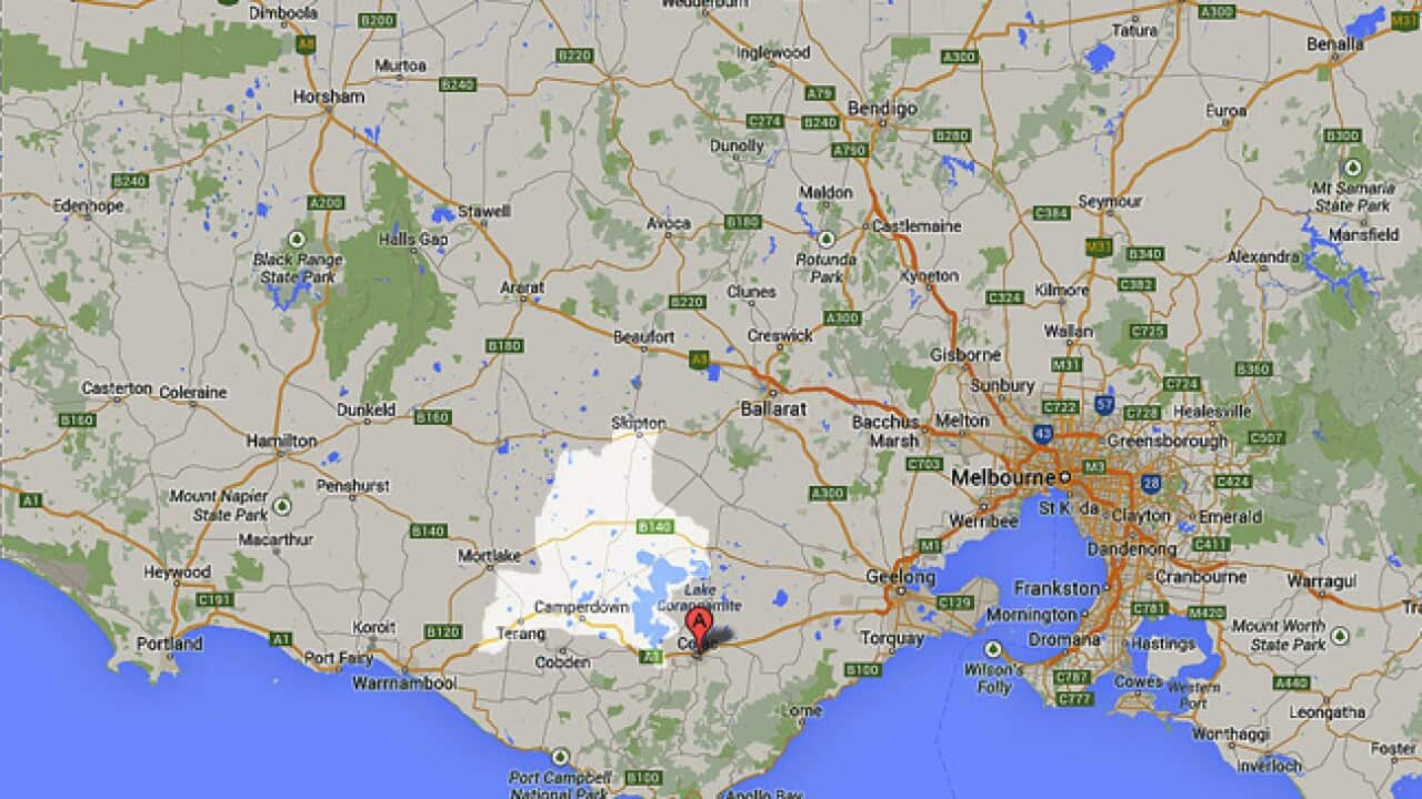 A map showing the electorate of Corangamite