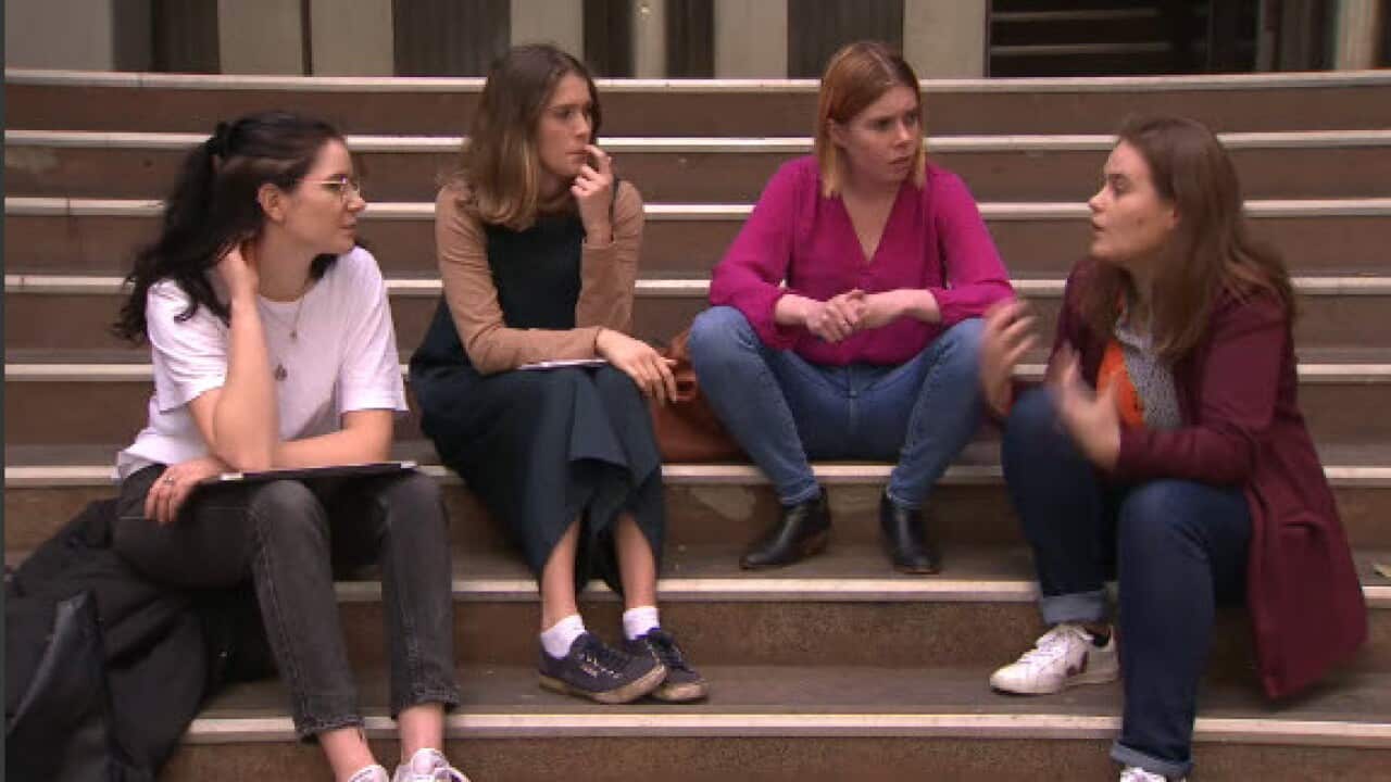 Four female politics students at the University of Sydney talking about their career hopes