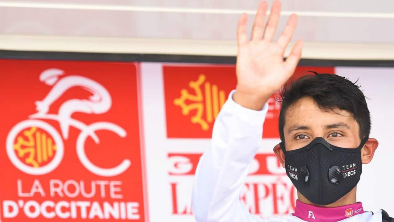 Egan Bernal at La Route d'Occitanie where Ineos have filed a complaint against organisers for poor coronavirus measures, NOS reports
