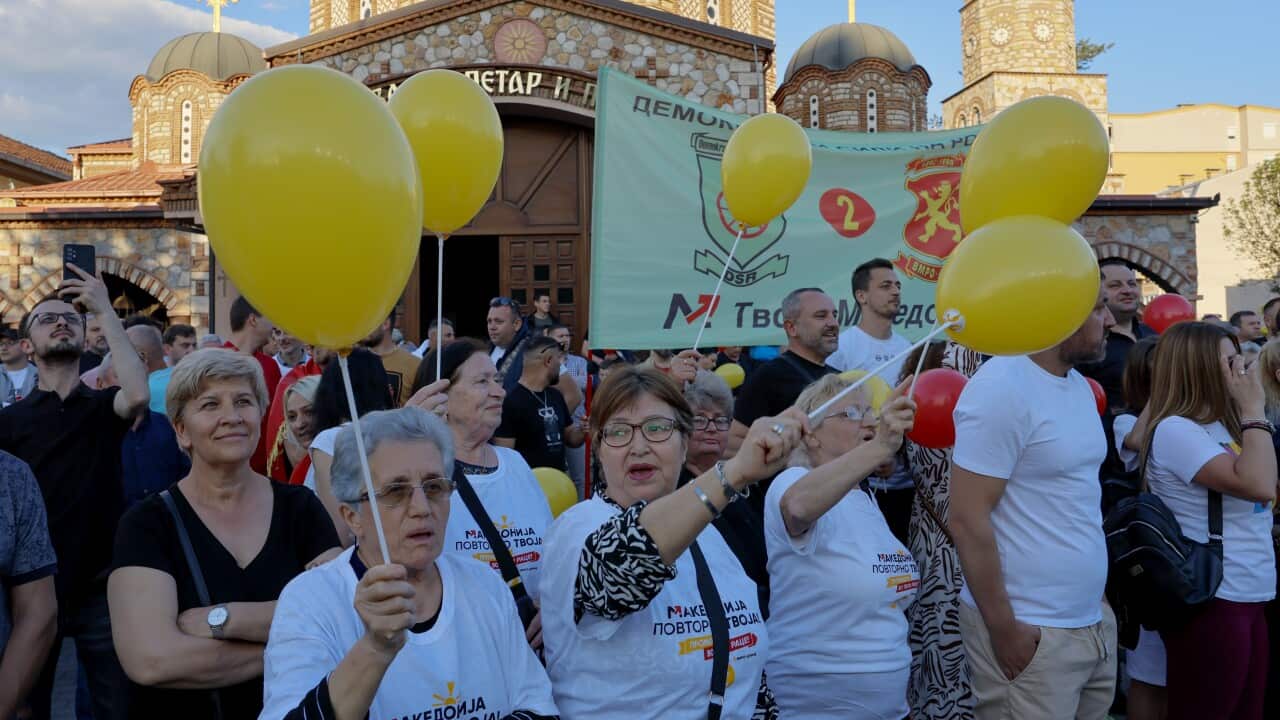 VMRO DPMNE party rally ahead of the Parliamentary and second round of Presidential elections in Skopje
