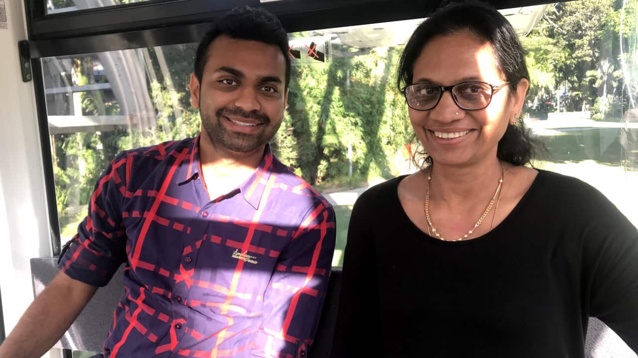 Sharda Hirpara (R) with her son Nijesh (L). Credit: Nijesh Hirpara