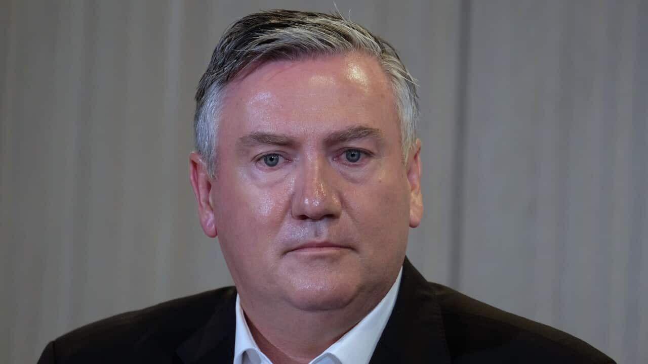 Eddie McGuire, speaks to media, in Melbourne, Thursday, March 8, 2018.