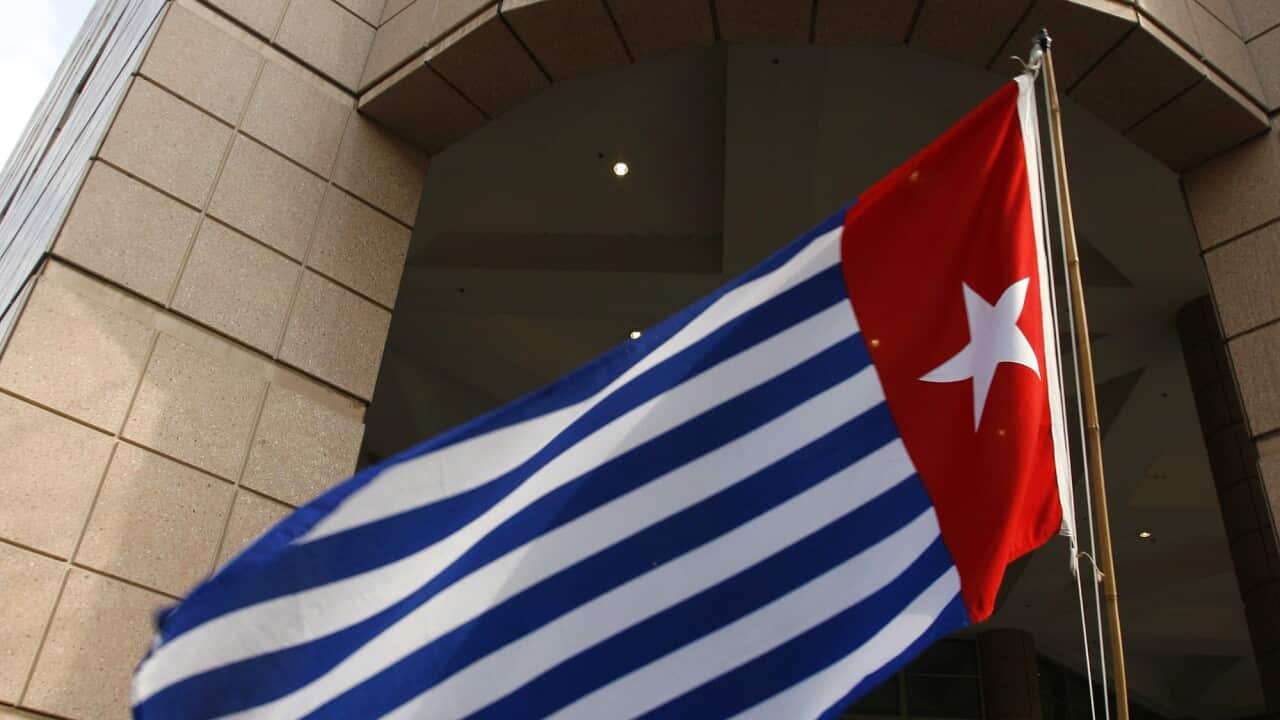 West Papuan asylum seekers raise the Morning-Star Flag in Melbourne in this file photo from 2006.