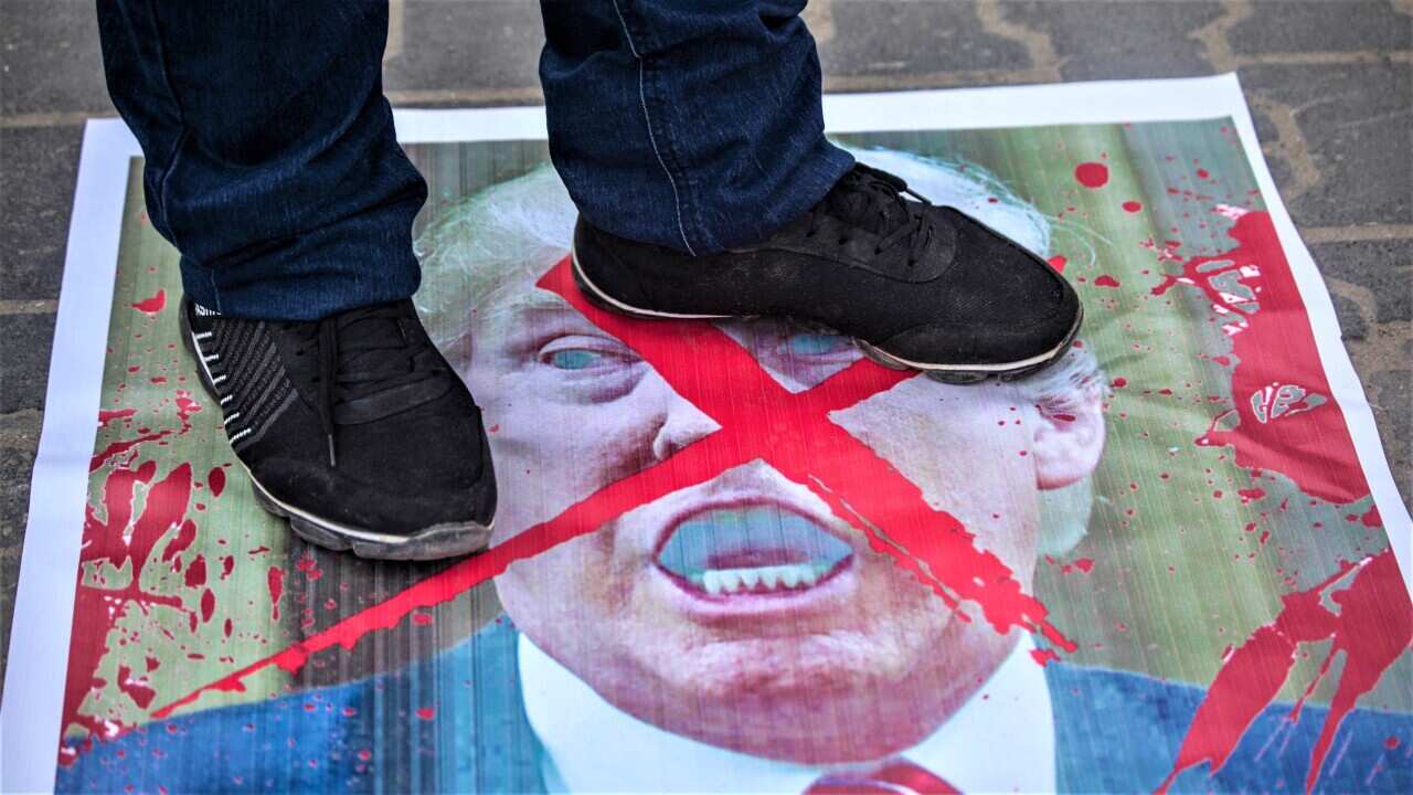 Palestinians protest against Israeli normalisation deals with the United Arab Emirates and Bahrain on September 15, 2020.