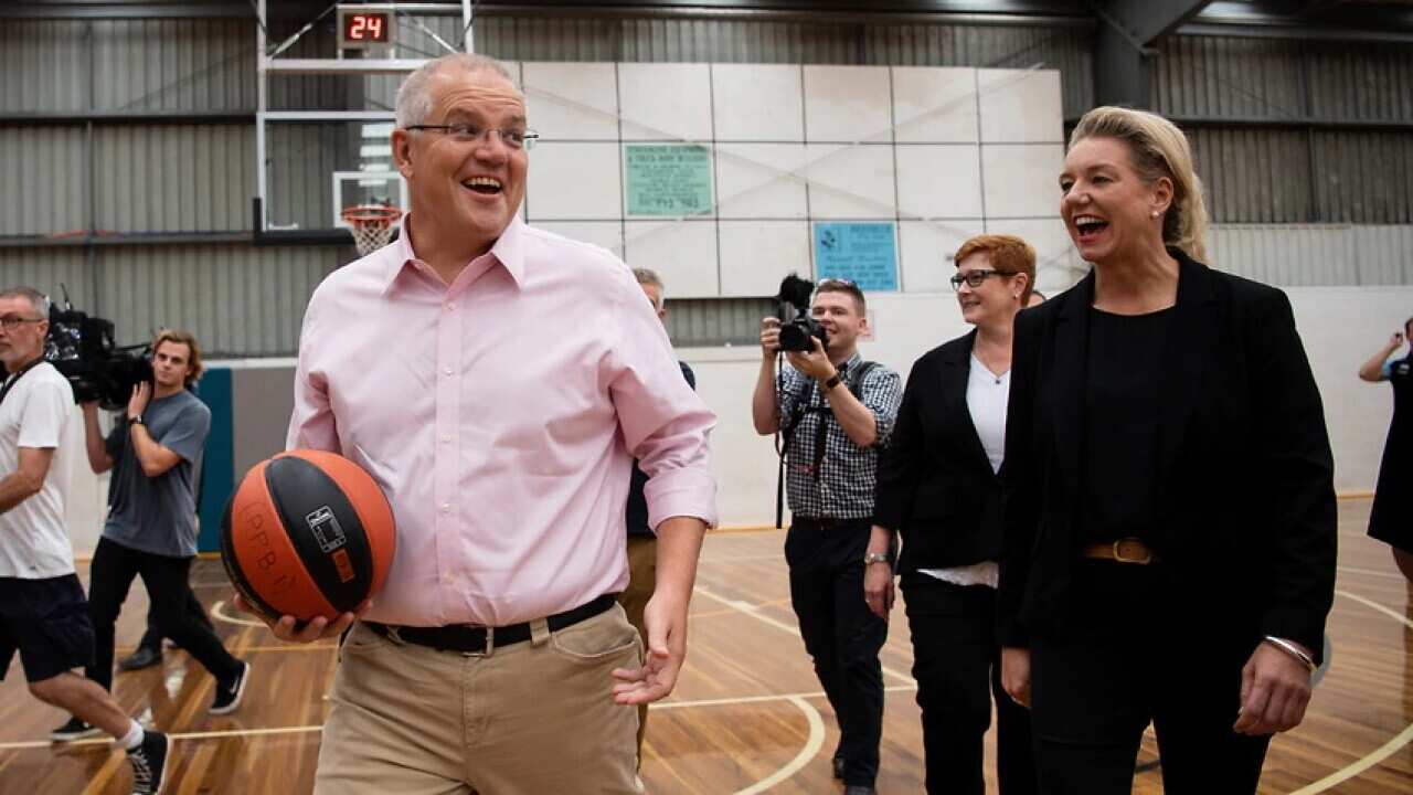 Prime Minister Scott Morrison is seen with National Deputy Leader Bridget McKenzie.