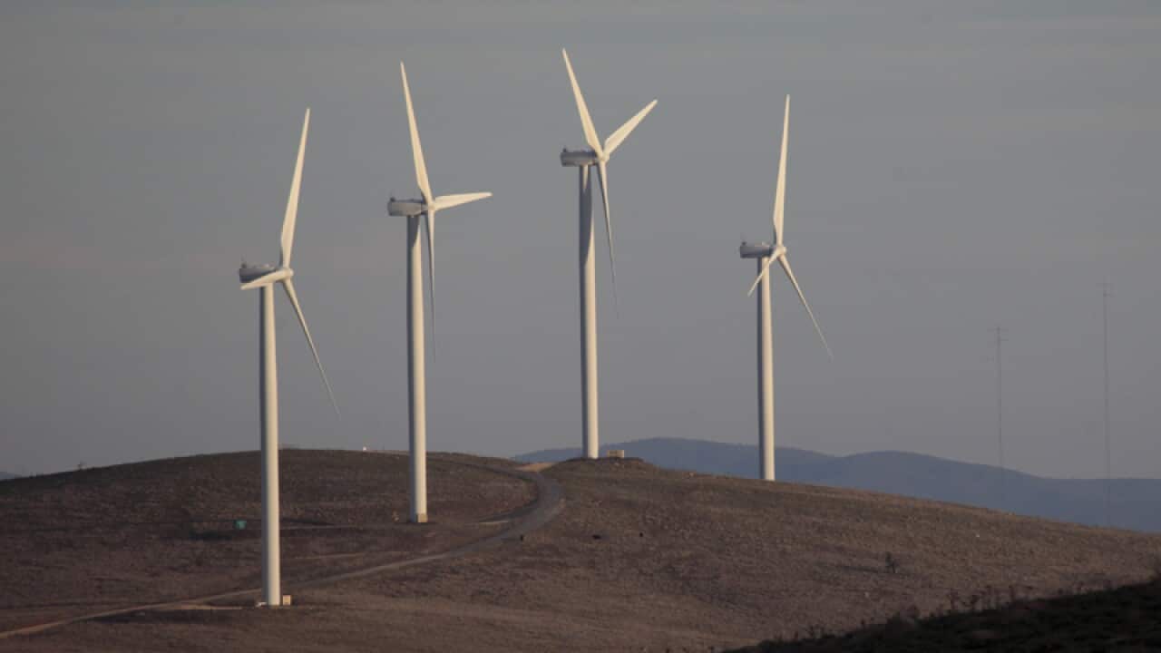 Wind turbines at Lake George