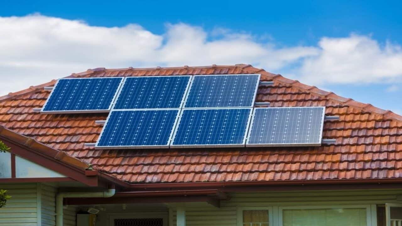 Solar panels on a Queensland rooftop.