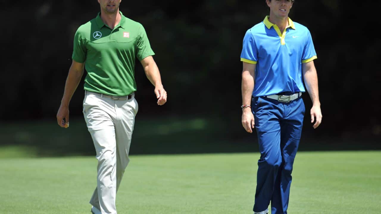 World No.2 Adam Scott (L) and World No.1 Rory McIlroy (R)