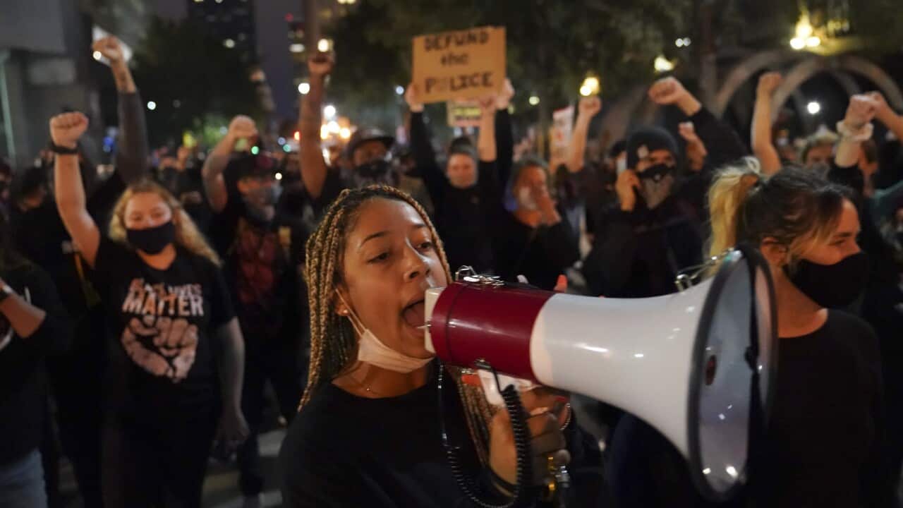 Protesters march in Louisville on Thursday, 24 September.