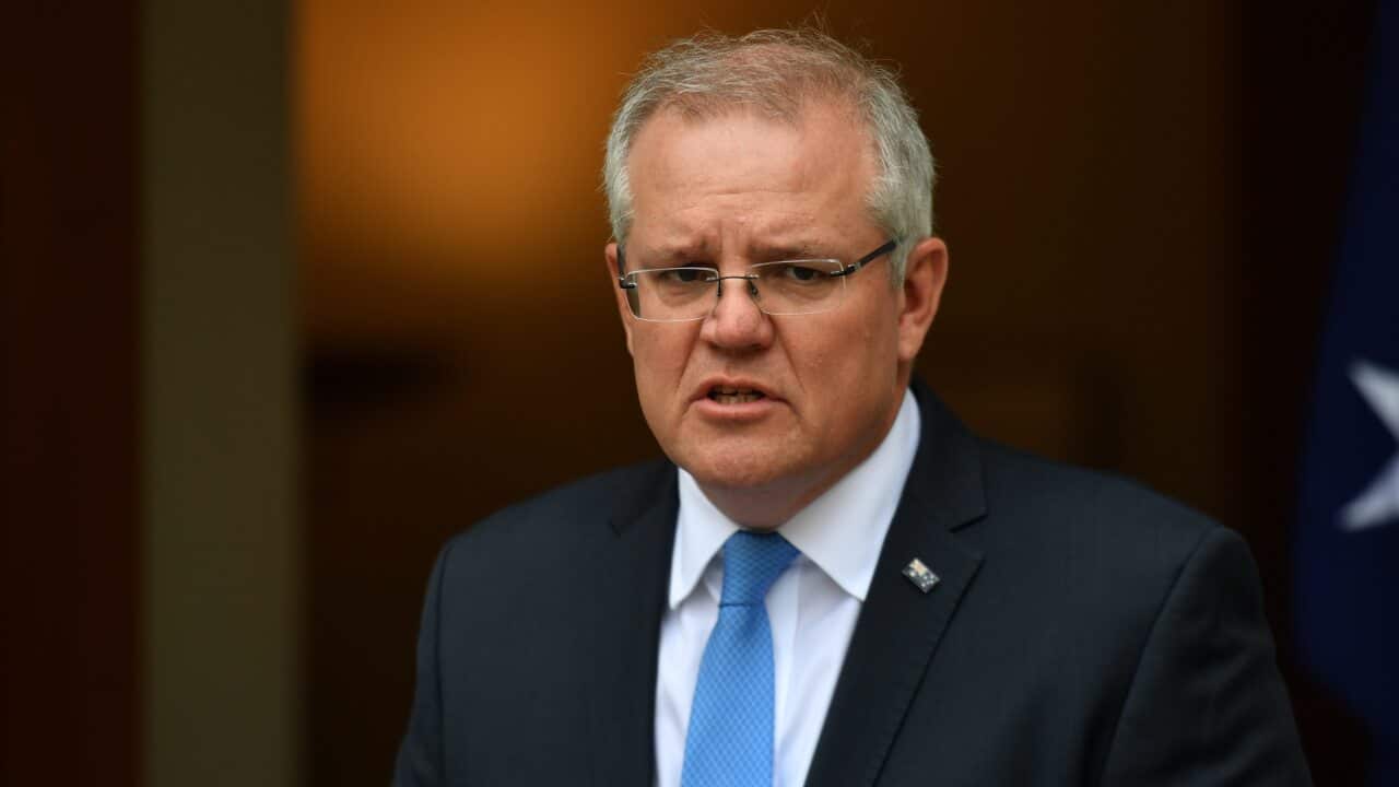 Prime Minister Scott Morrison at a press conference at Parliament House in Canberra, Wednesday, July 8, 2020. (AAP Image/Mick Tsikas) NO ARCHIVING