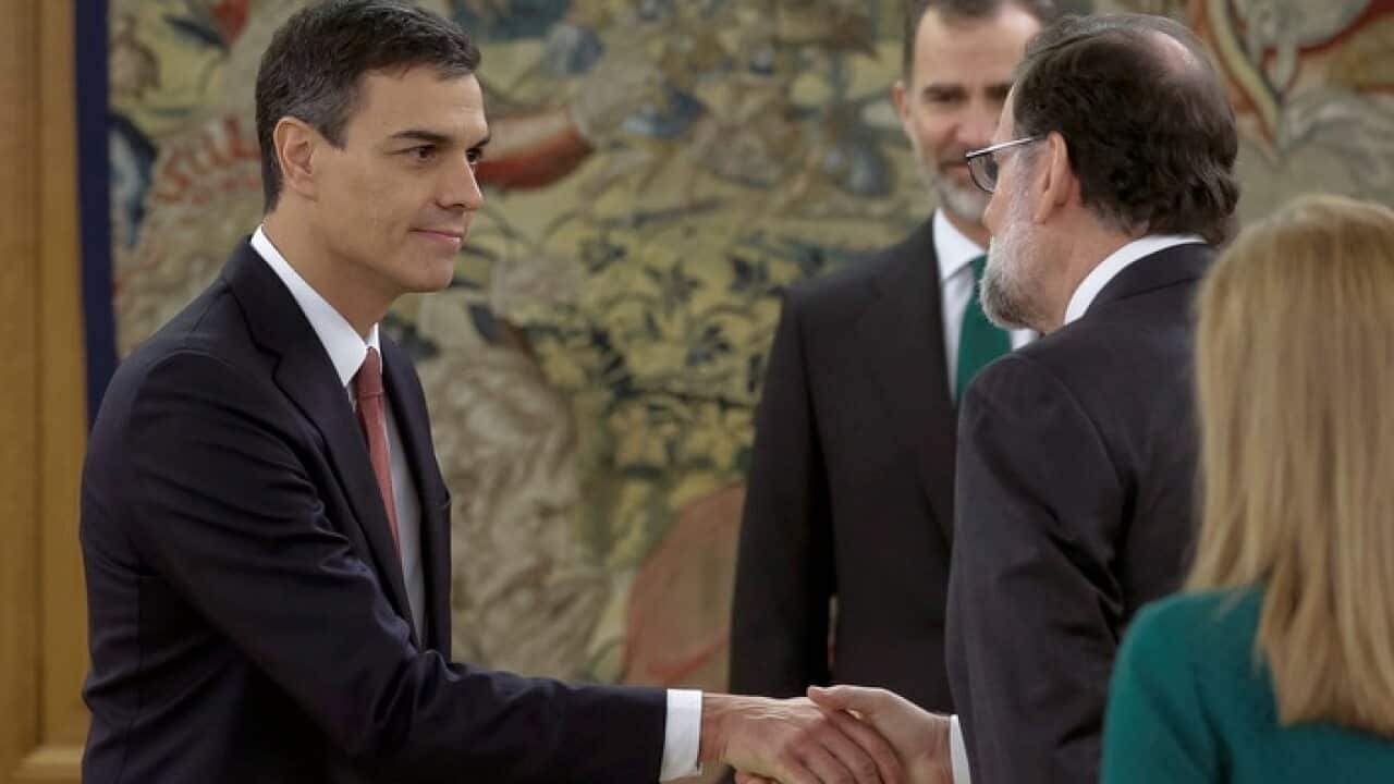 New Spanish Prime Minister, Pedro Sanchez (L), in presence of Spain's King Felipe VI.New Spanish Prime Minister, Pedro Sanchez (L), in presence of Spain's King Felipe VI.