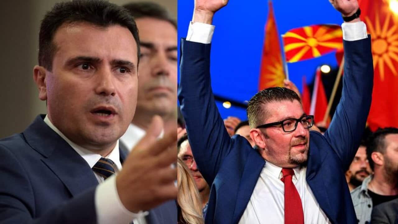 Zoran Zaev (left),Hristijan Mickovski (right)