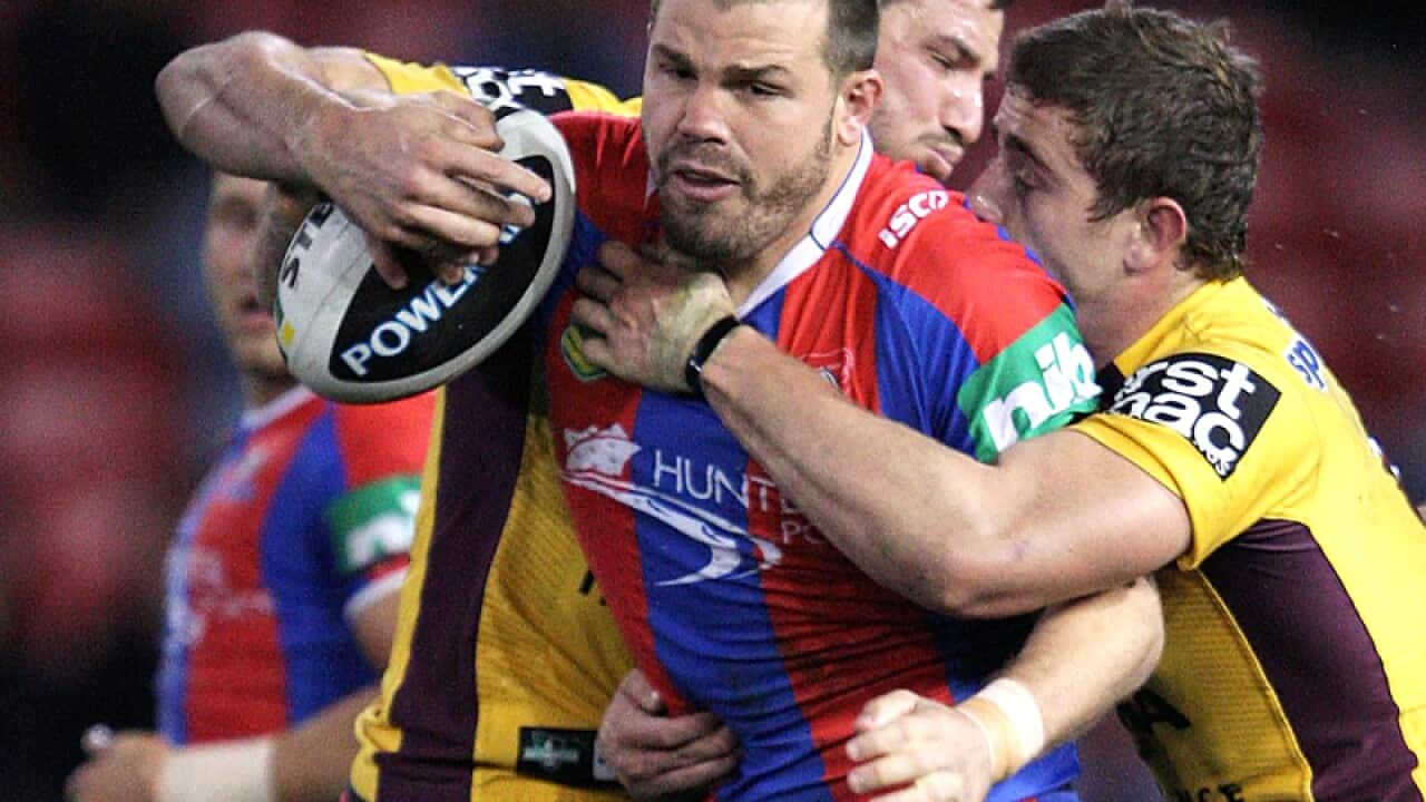 Adam Cuthbertson in action for the Newcastle Knights