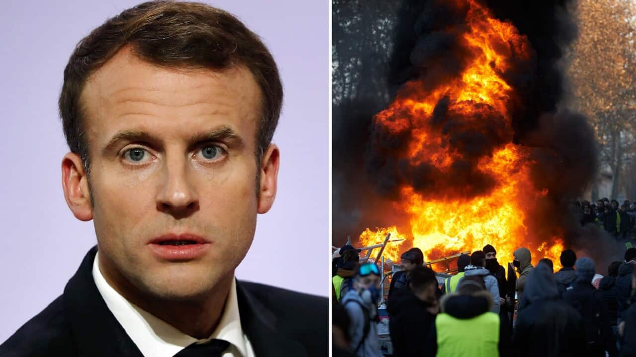 France's President Emmanuel Macron and Saturday's protests.