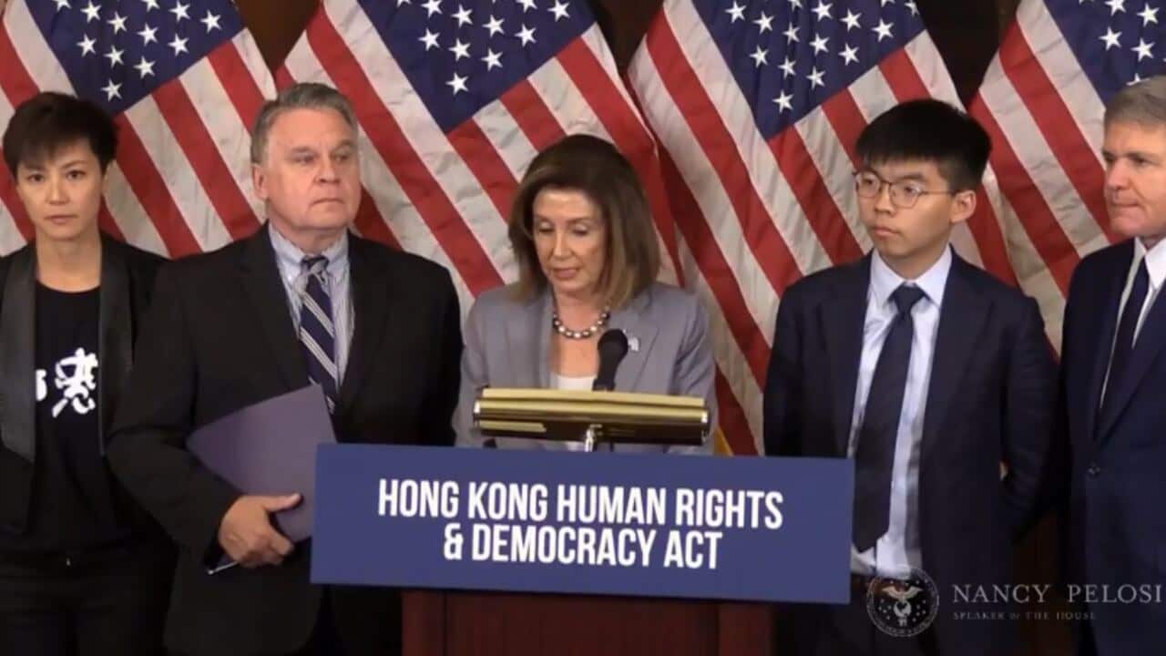 "We stand as one": Hong Kong activist with Pelosi