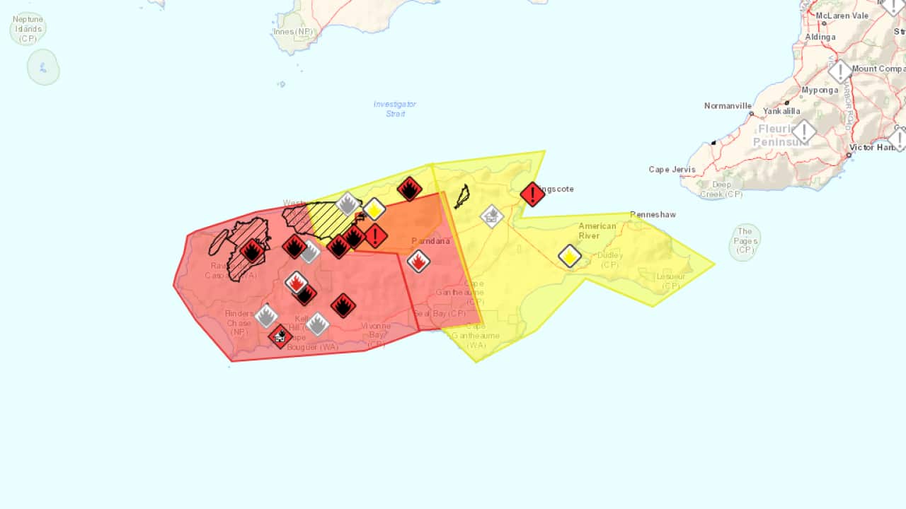 Emergency and Watch and Act warnings have been issued for all of Kangaroo Island.