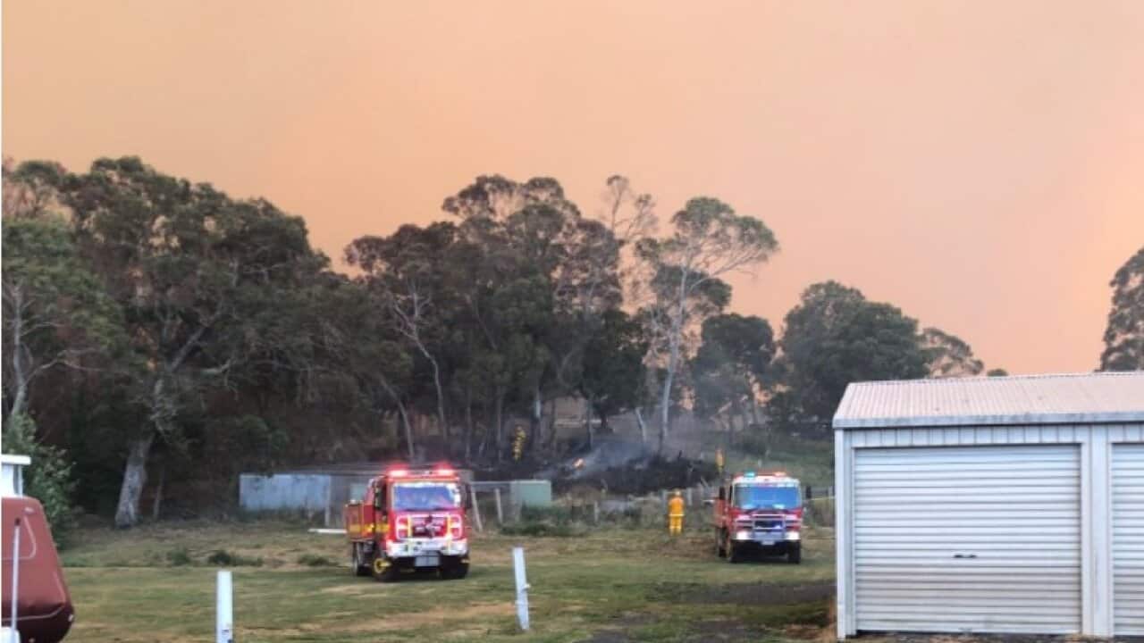 The bush fire near Ebor in northern NSW has been downgraded to Watch and Act.