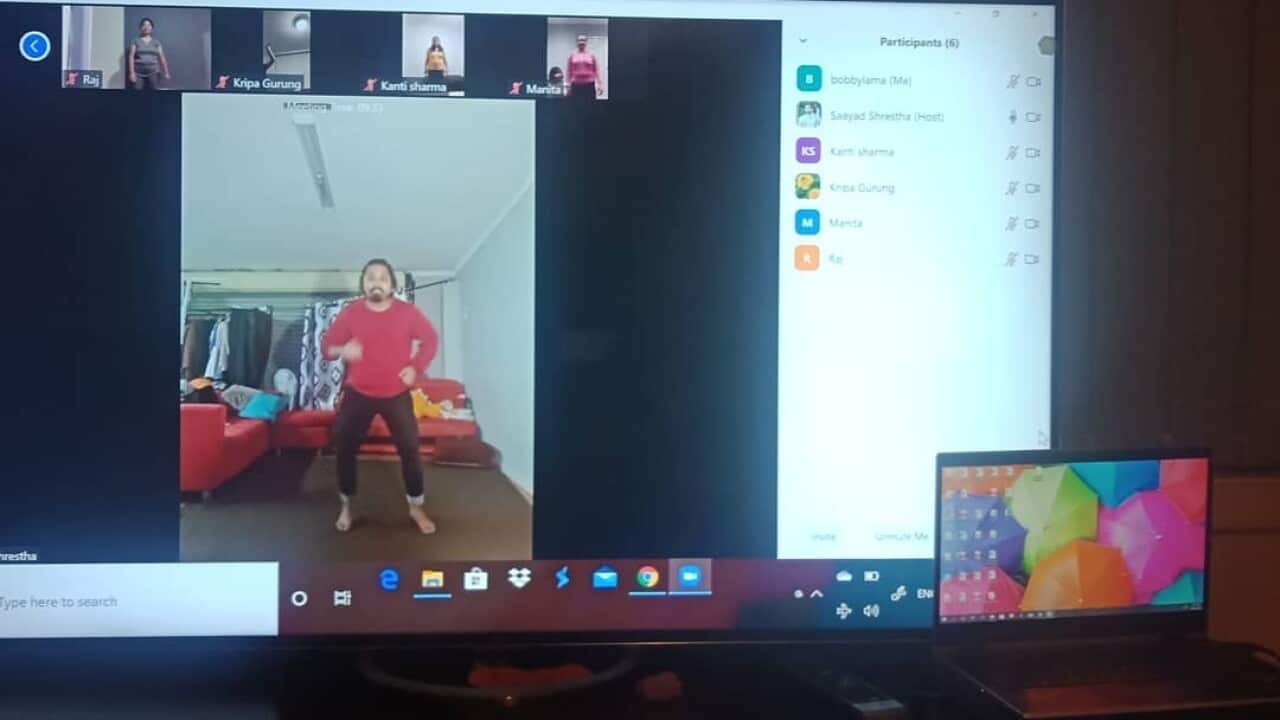 A group of Nepali women in Melbourne conducting weekly Zumba classes online