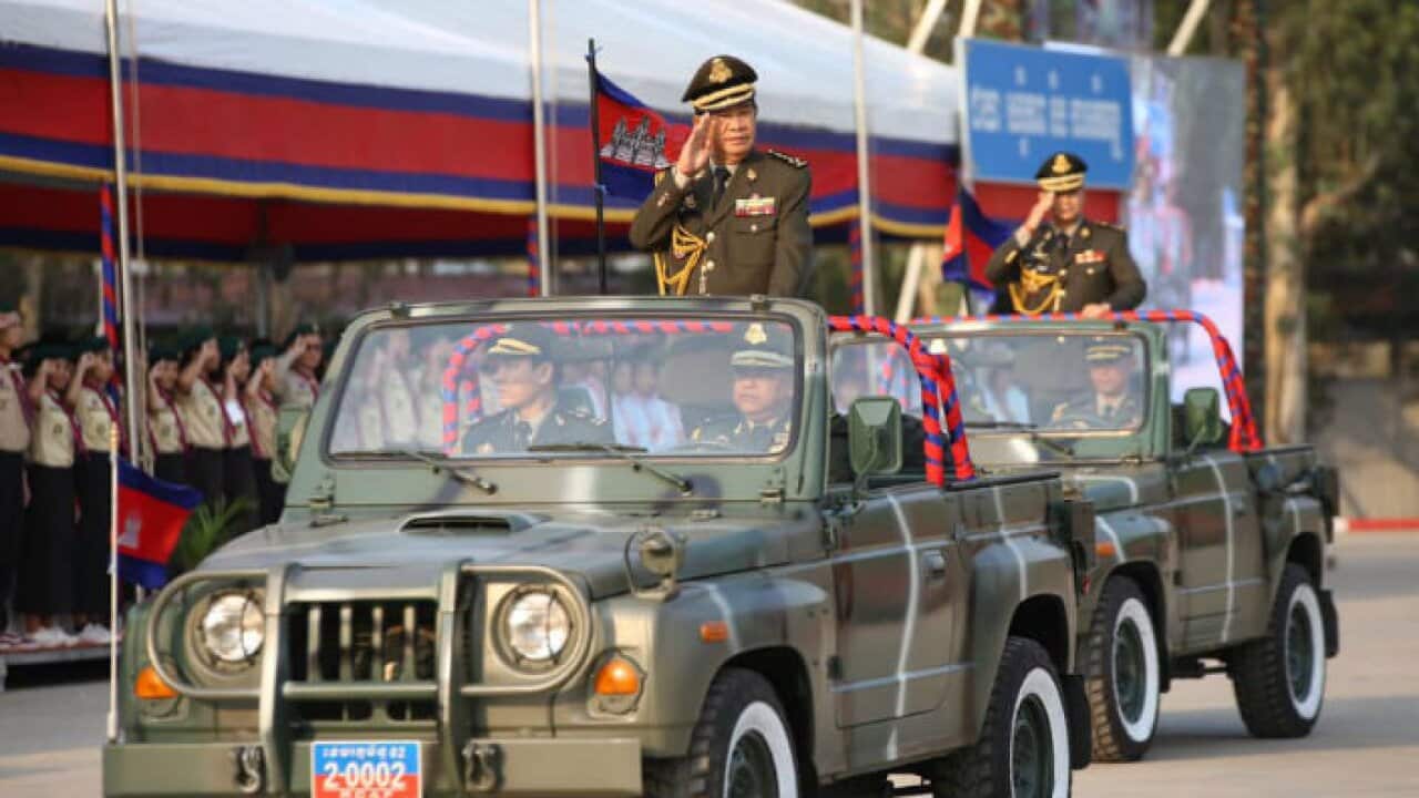 Cambodia Prime Minister Hun Sen in military uniform