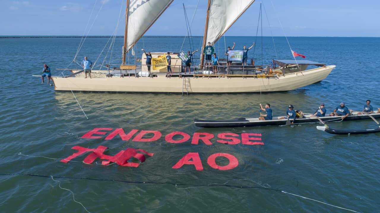 Greenpeace activists on board the floatilla.