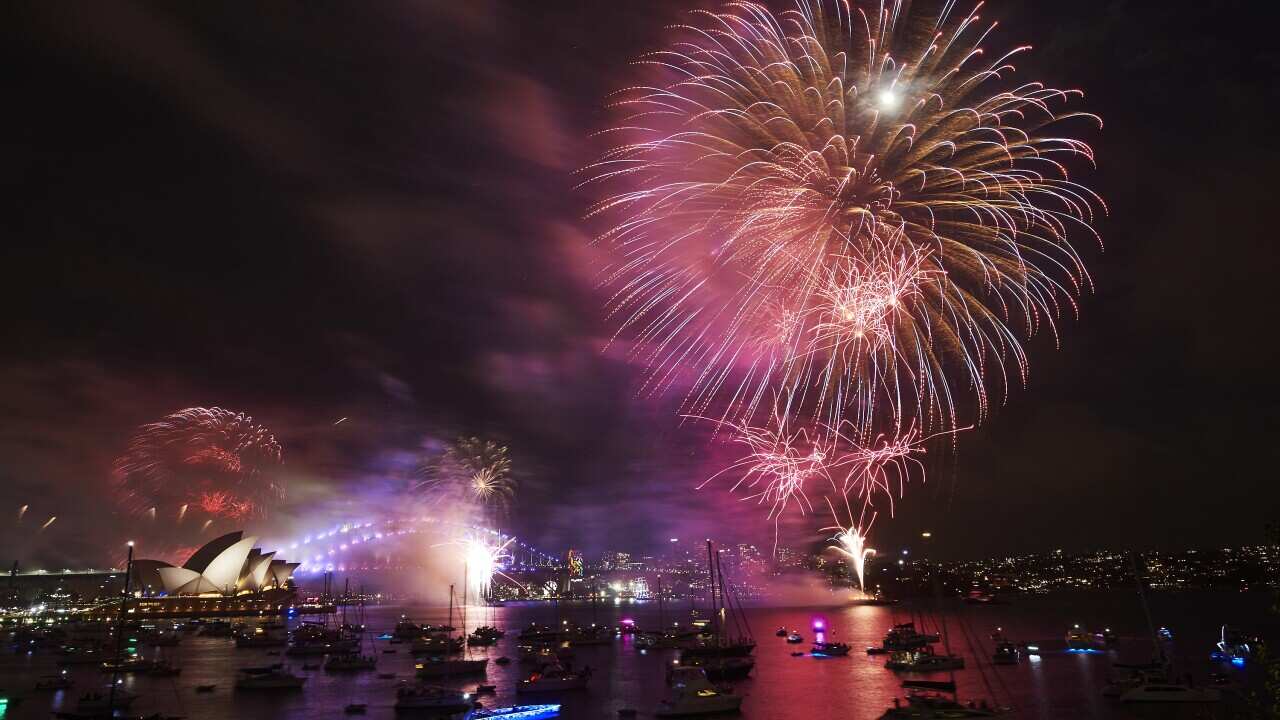 Colourful fireworks light up the Sydney harbour.