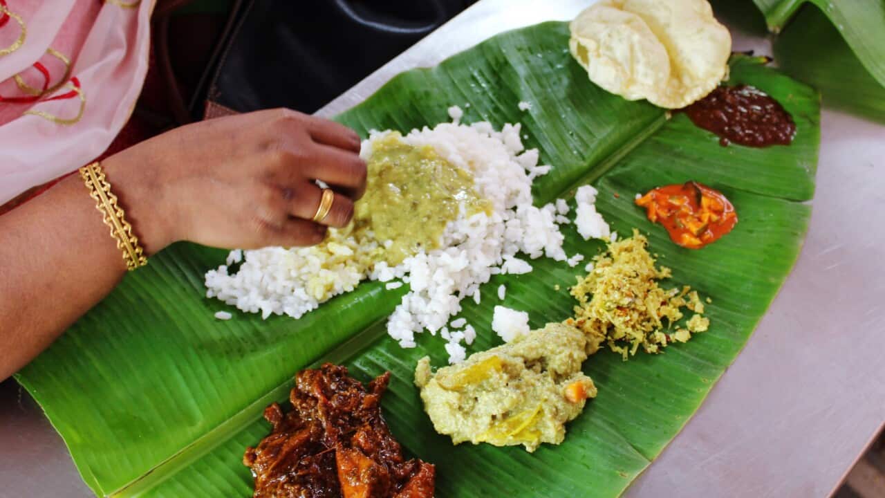 Banana leaf food in India