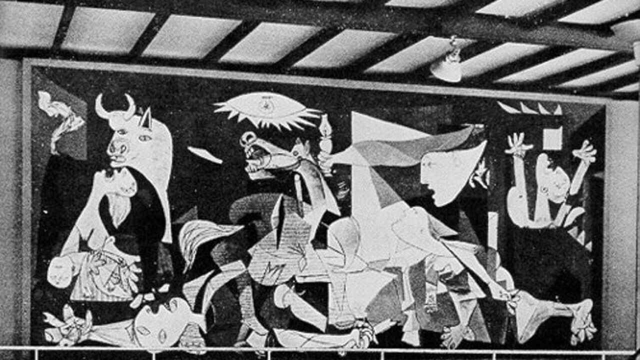 Picasso’s Guernica on display at the 1937 Paris World Fair.