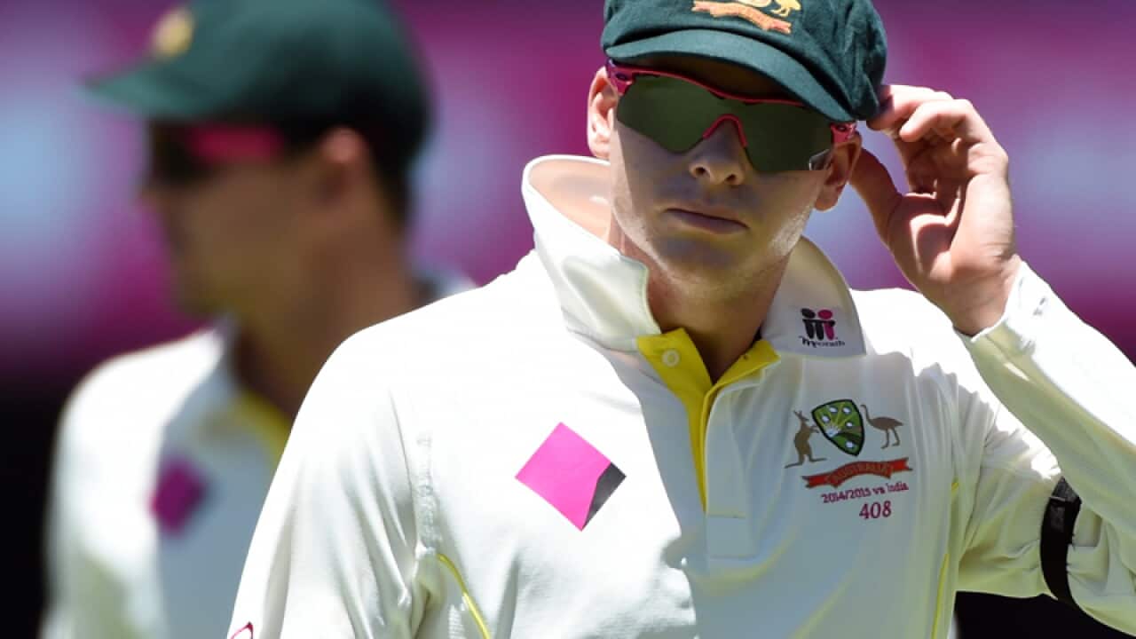 Australia's Steve Smith leaves the field