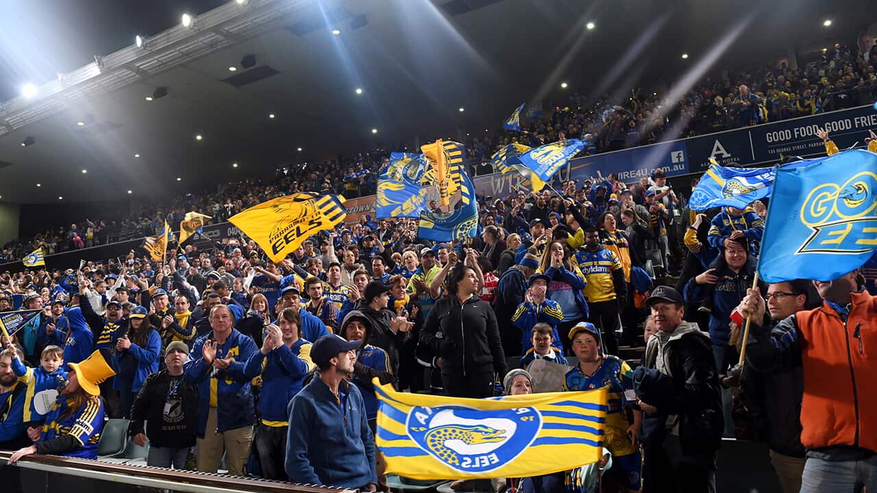 Eels fans celebrate their team win
