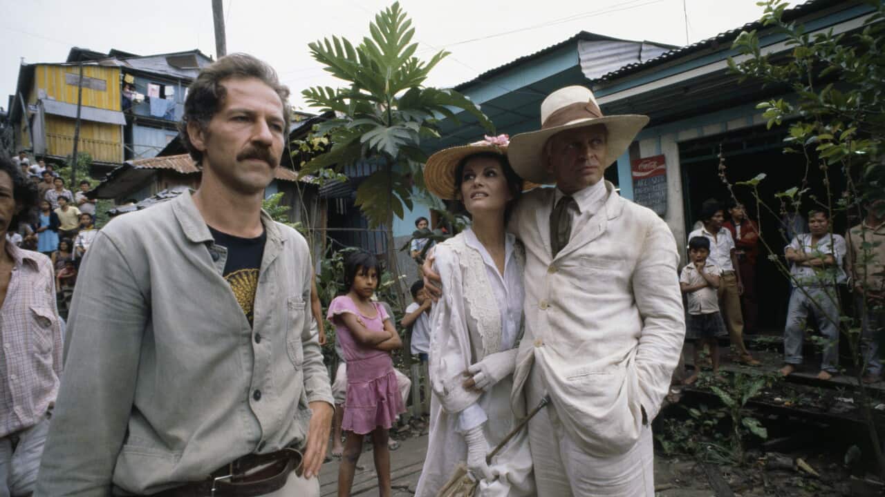On the Set of Fitzcarraldo Directed by Werner Herzog