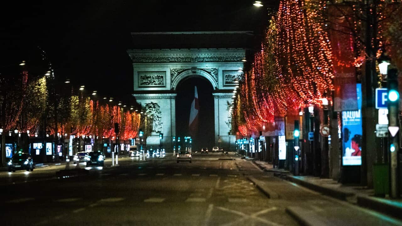 Christmas lights in Paris, France