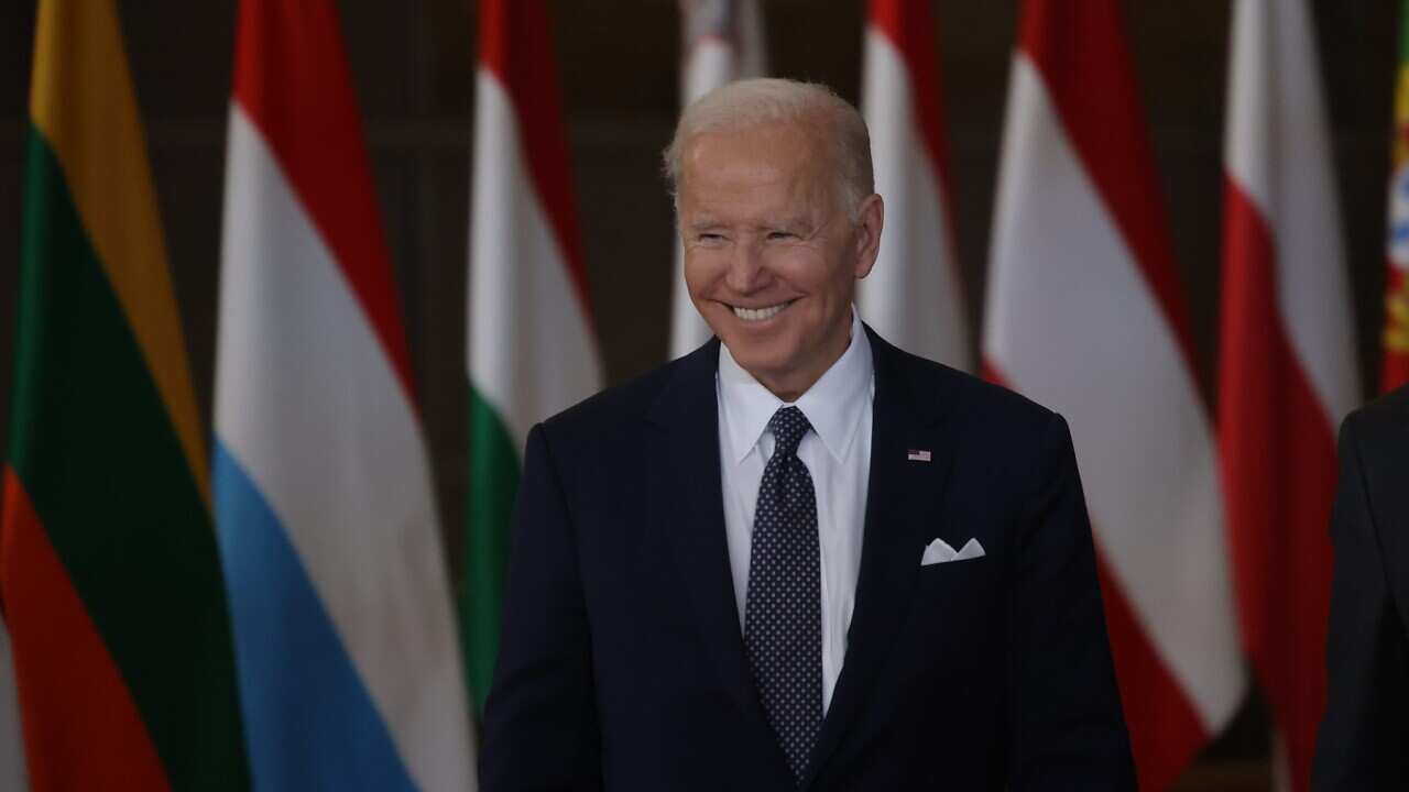 US President Joe Biden at a European Union leaders summit in Brussels, Belgium