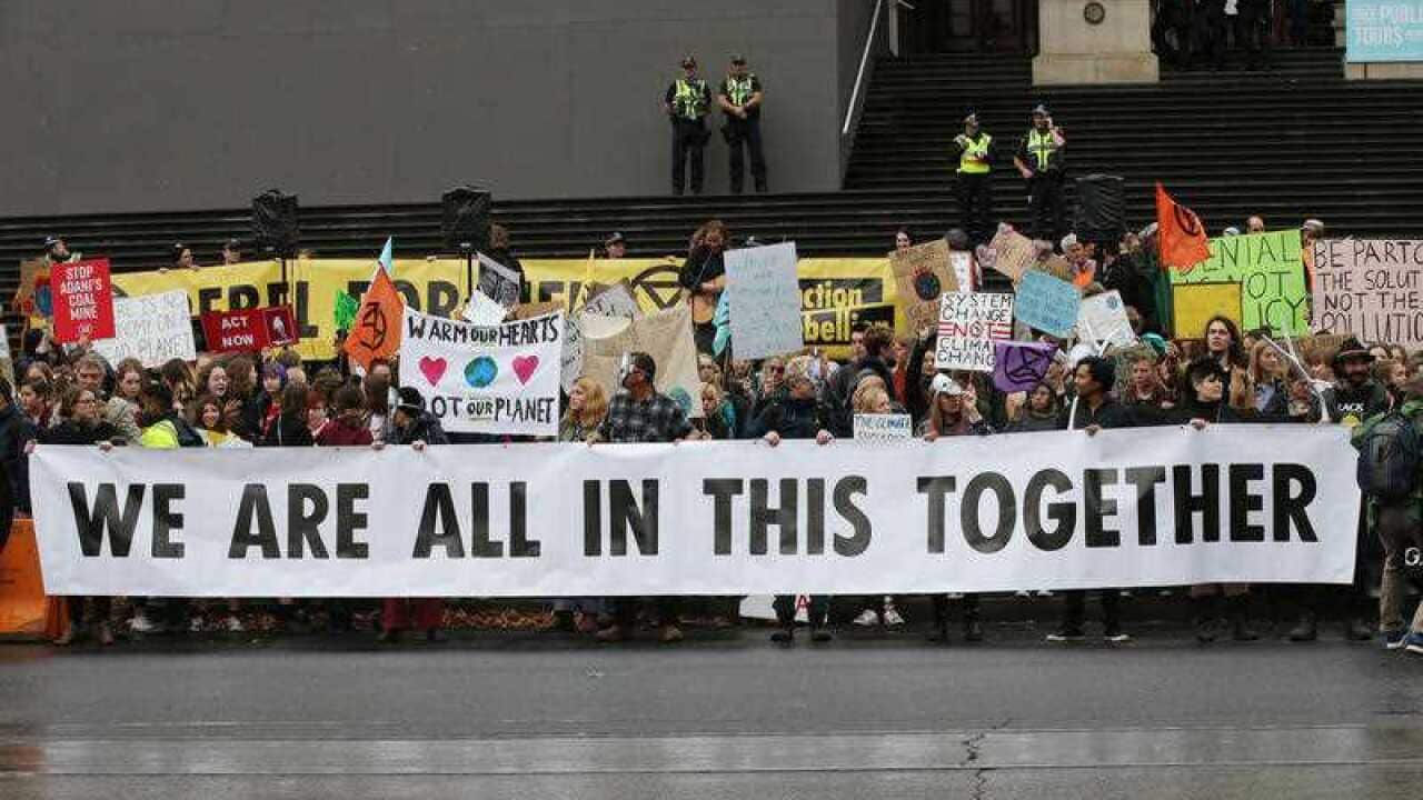 A climate rally is underway in Melbourne's CBD.