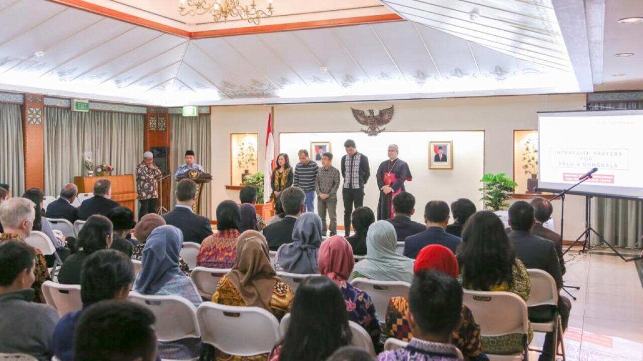 Interfaith prayer for Palu and Donggala.