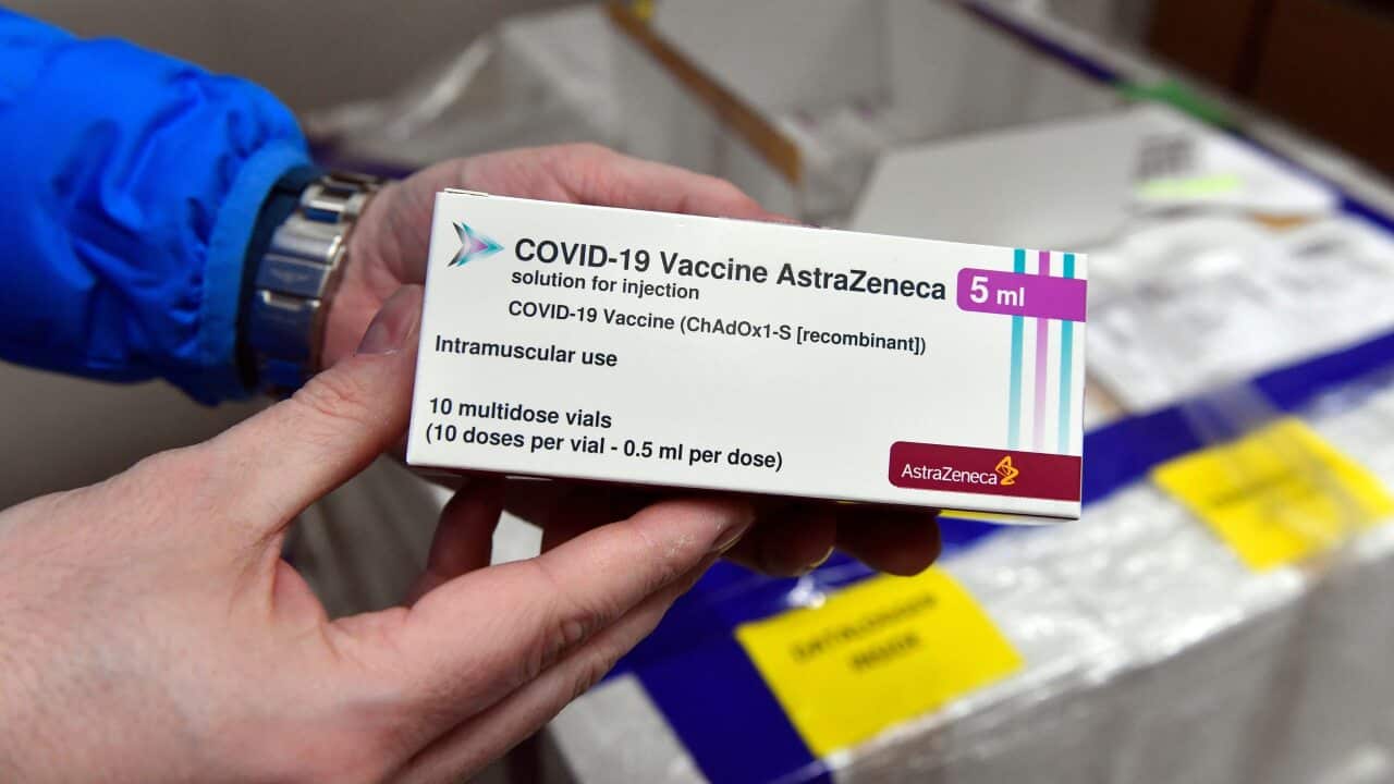 A box of AstraZeneca vaccines