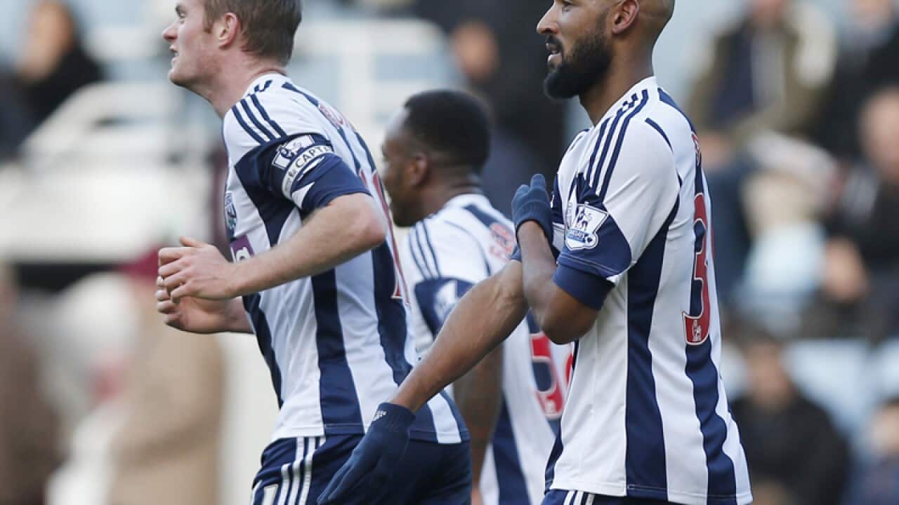 French footballer Nicolas Anelka playing for West Bromwich