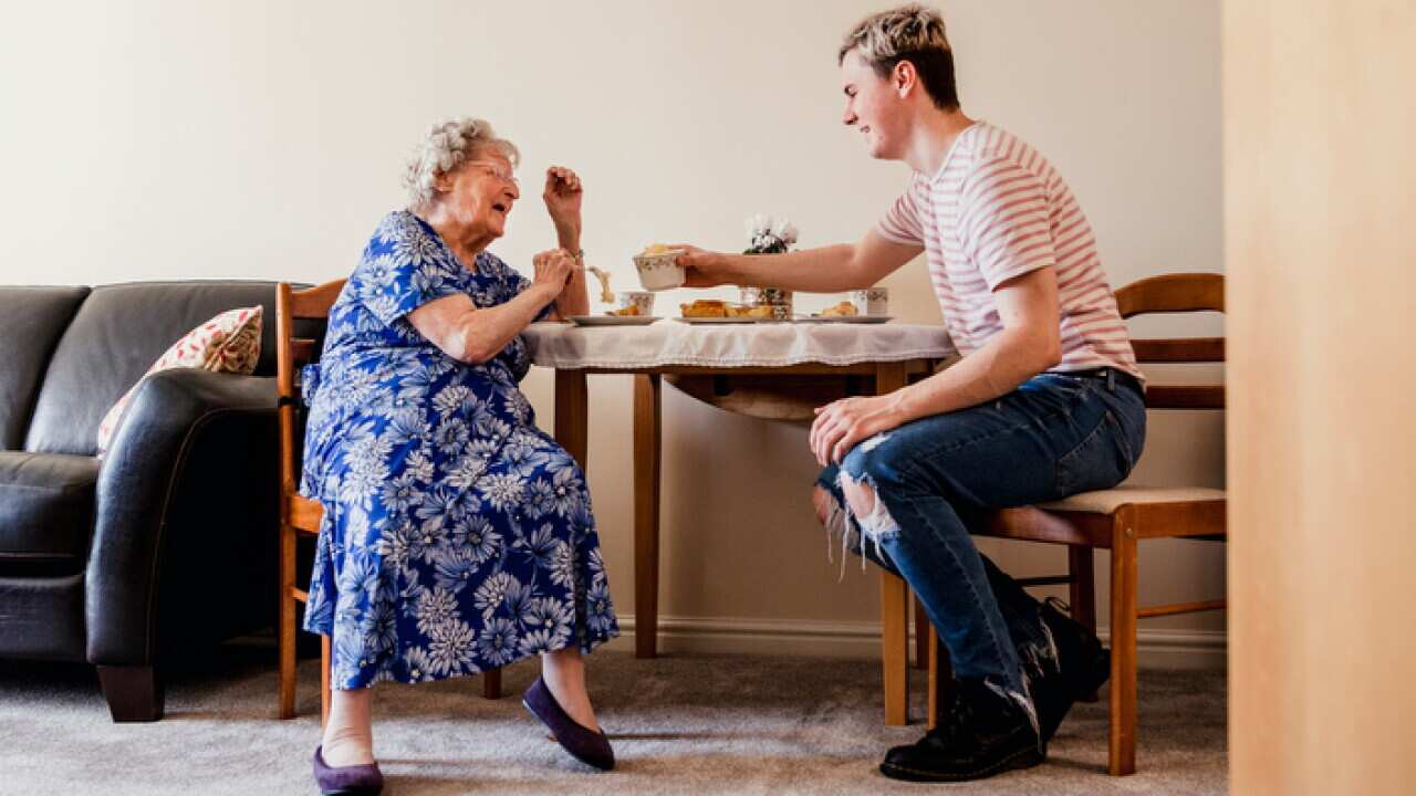 Visiting his Elderly Relative